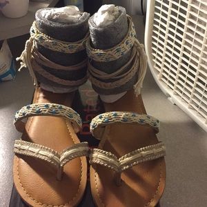 Tan tassel sandals